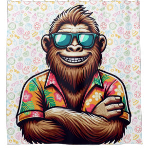 Rideaux De Douche Tropical/beach yeti/bigfoot