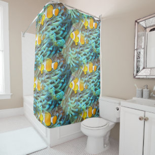 Rideaux De Douche Tropical Clownfish Poisson Plage Ocean Douche ride