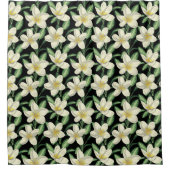 Rideaux De Douche Tropical continu motif fleurs blanches feuille ver (Devant)