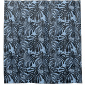 Rideaux De Douche Tropical Dark Blue Jungle Feuilles (Devant)