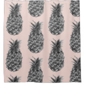 Rideaux De Douche Tropical Grey & Pink Ananas Motif sans couture (Devant)