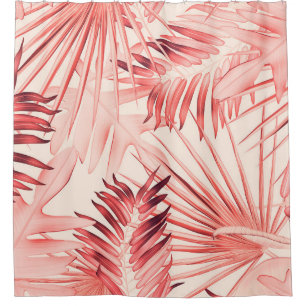 Rideaux De Douche Tropical Palm Feuille, Hawaiian Stylish Motif.