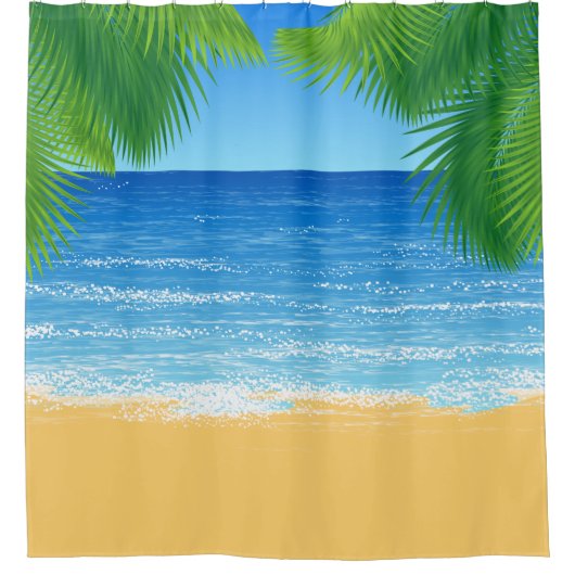 Rideaux De Douche Tropical Paradise Beach and Palm Fronds (Devant)