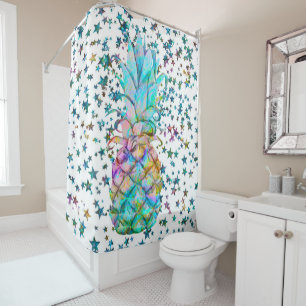 Rideaux De Douche Tropical Pineapple Stars Color Splash becomes Écla