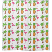 Tropical Print Palm Tree Ananas Flamant rose rose