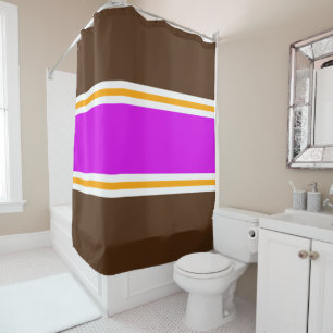Rideaux De Douche Tropical rose jaune blanc Brown rayures de course