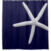 Rideaux De Douche Tropical Single White Starfish sur Navy Blue Beach (Devant)