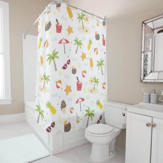 Rideaux De Douche Tropical Summer Beach Vacances Motif Design (En situation)