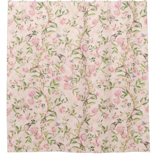 Rideaux De Douche Tropical Vintage Rococo Garden Chinoiserie (Devant)
