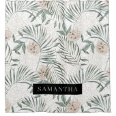 Rideaux De Douche Tropical Watercolor Leaves & Flowers Pattern (Devant)