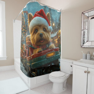 Rideaux De Douche Trottinette de chien Terrier Australien Noël