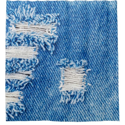 Rideaux De Douche Trou sur Denim Jeans. Torn Blue je déchiré (Devant)