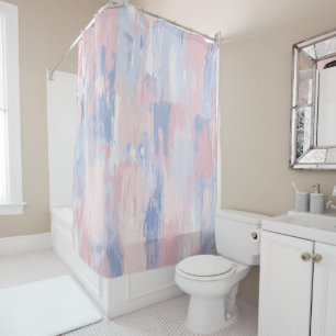 Rideaux De Douche Trucs de peinture bleu et blanc Abstraits