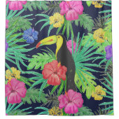 Rideaux De Douche Tucan tropical et forêt tropicale Feuille (Devant)