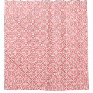 Rideaux De Douche Tuiles marocaines - corail rose et blanc
