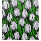 Rideaux De Douche Tulières blanches avec feuilles verts (Devant)