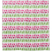 Rideaux De Douche Tulip Garden Imprimer en rose et vert Fuchsia (Devant)