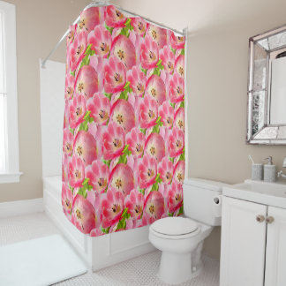 Rideaux De Douche Tulipes aquarelles roses