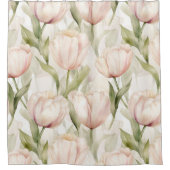 Rideaux De Douche Tulipes Florales Crème Rose Pale (Devant)