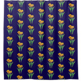 Rideaux De Douche Tulipes sur Bleu (Devant)