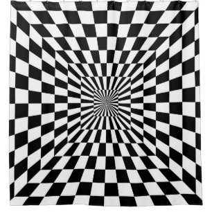 Rideaux De Douche tunnel d'échiquier d'illusion optique