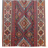 Rideaux De Douche Turquie Kilim Aztec Rouge Bleu Tan  (Devant)