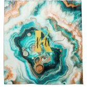Rideaux De Douche Turquoise Aqua Agate Golden Custom Monogramme mode (Devant)