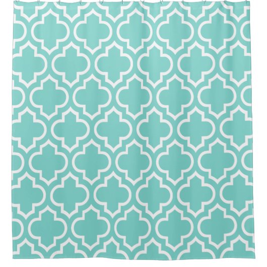 Rideaux De Douche Turquoise Aqua Blanc Marocain #6 Motif (Devant)