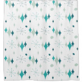 Rideaux De Douche Turquoise, Aqua Starburst Mid Century Motif modern (Devant)