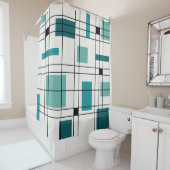 Rideaux De Douche turquoise Art Abstrait des années 1950 (En situation)