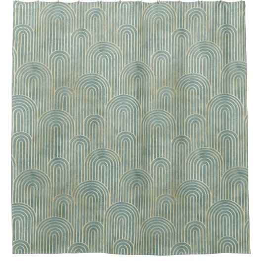 Rideaux De Douche turquoise, art déco, ventilateur motif, turquoise, (Devant)