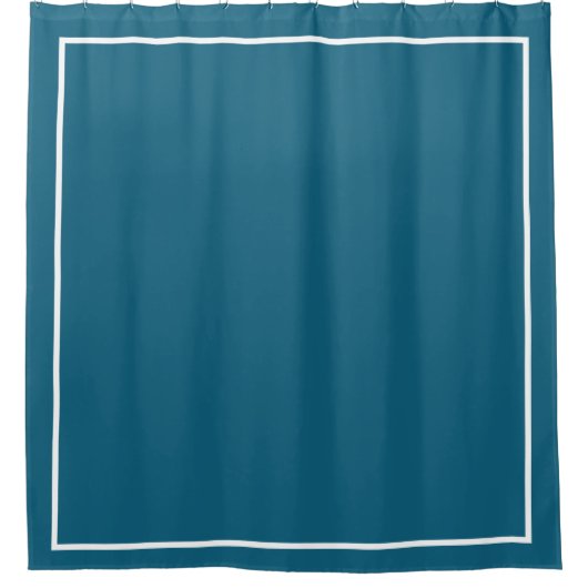 Rideaux De Douche Turquoise avec bordure blanche (Devant)