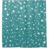 Rideaux De Douche Turquoise avec les étoiles blanches (Devant)