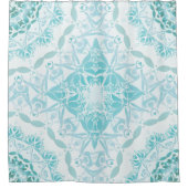 Rideaux De Douche Turquoise blanc Damas Classique (Devant)