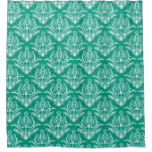 Rideaux De Douche Turquoise & Blanc Floral Art Déco Motif (Devant)