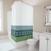 Rideaux De Douche Turquoise Blanche Et Vert Doux (En situation)
