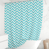 Rideaux De Douche Turquoise bleu et blanc Chevron