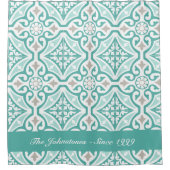 Rideaux De Douche Turquoise bleu et blanc Trellis marocain Imprimer (Devant)