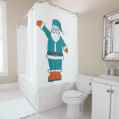 Rideaux De Douche turquoise bleu orange noël santa claus (En situation)