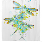 Rideaux De Douche Turquoise éclaboussure de libellule (Devant)