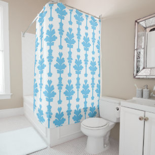 Rideaux De Douche Turquoise et blanc Damassé Élégance Moderne