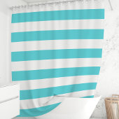 Rideaux De Douche Turquoise et blanc rayures larges modernes