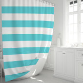Rideaux De Douche Turquoise et blanc rayures larges modernes