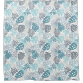 Rideaux de douche Turquoise et gris Feuille modern (Devant)