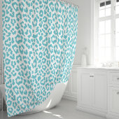 Rideaux De Douche Turquoise et Léopard Blanc