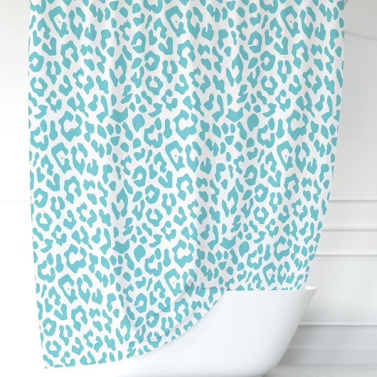 Rideaux De Douche Turquoise et Léopard Blanc