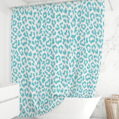 Rideaux De Douche Turquoise et Léopard Blanc