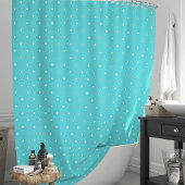 Rideaux De Douche Turquoise et pois blancs
