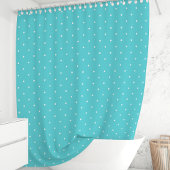 Rideaux De Douche Turquoise et pois blancs