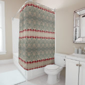 Rideaux De Douche Turquoise Et Rouge Grange (En situation)